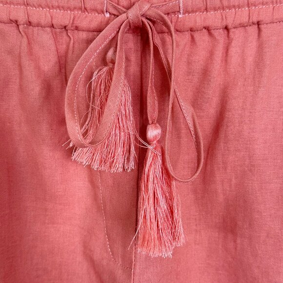 NEW Andie Swim‎ Graciosa Shorts Linen Blend Coral Tassel Tie Vacation Size Med - Picture 4 of 7